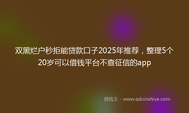 双黑烂户秒拒能贷款口子2025年推荐，整理5个20岁可以借钱平台不查征信的app