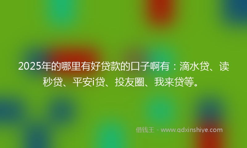 2025年的哪里有好贷款的口子啊有：滴水贷、读秒贷、平安i贷、投友圈、我来贷等。