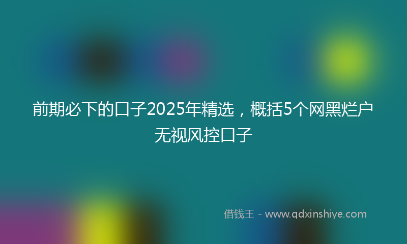 前期必下的口子2025年精选，概括5个网黑烂户无视风控口子