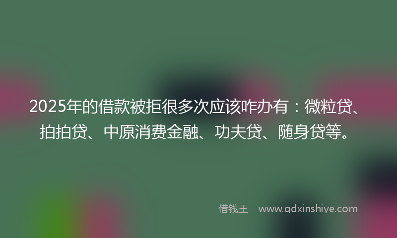 2025年的借款被拒很多次应该咋办有：微粒贷、拍拍贷、中原消费金融、功夫贷、随身贷等。