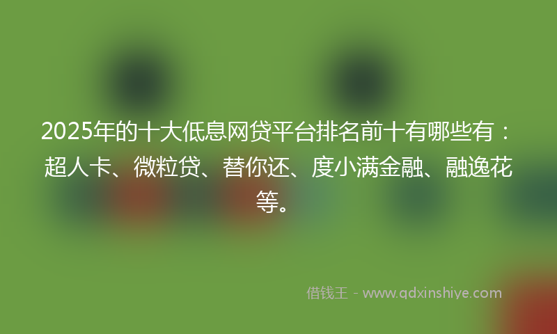 2025年的十大低息网贷平台排名前十有哪些有：超人卡、微粒贷、替你还、度小满金融、融逸花等。
