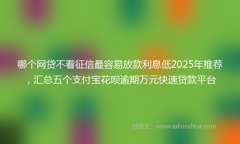 哪个网贷不看征信最容易放款利息低2025年推荐，汇总五个支付宝花呗逾期万元快速贷款平台
