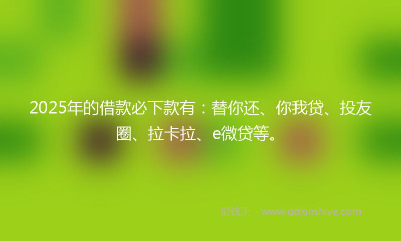 2025年的借款必下款有：替你还、你我贷、投友圈、拉卡拉、e微贷等。
