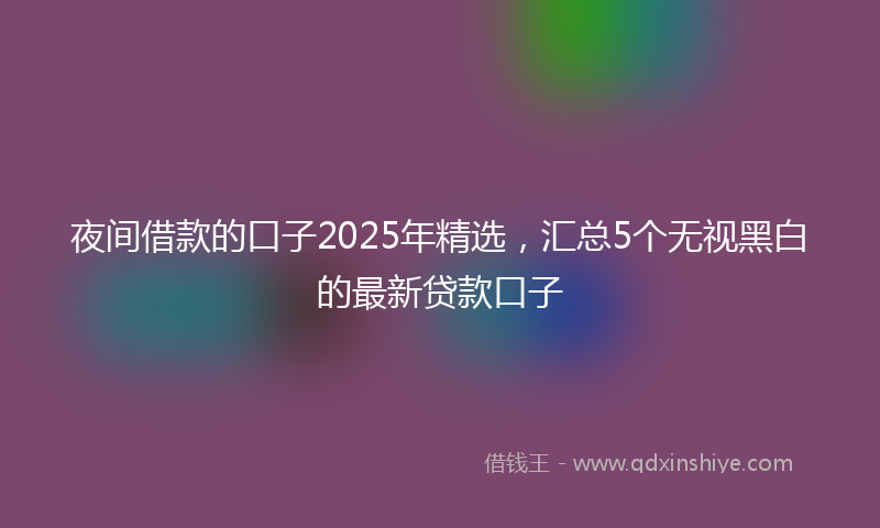 夜间借款的口子2025年精选，汇总5个无视黑白的最新贷款口子