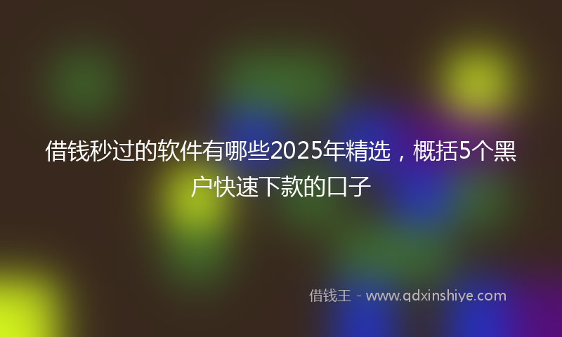 借钱秒过的软件有哪些2025年精选，概括5个黑户快速下款的口子