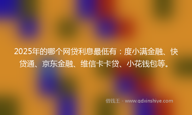 2025年的哪个网贷利息最低有：度小满金融、快贷通、京东金融、维信卡卡贷、小花钱包等。