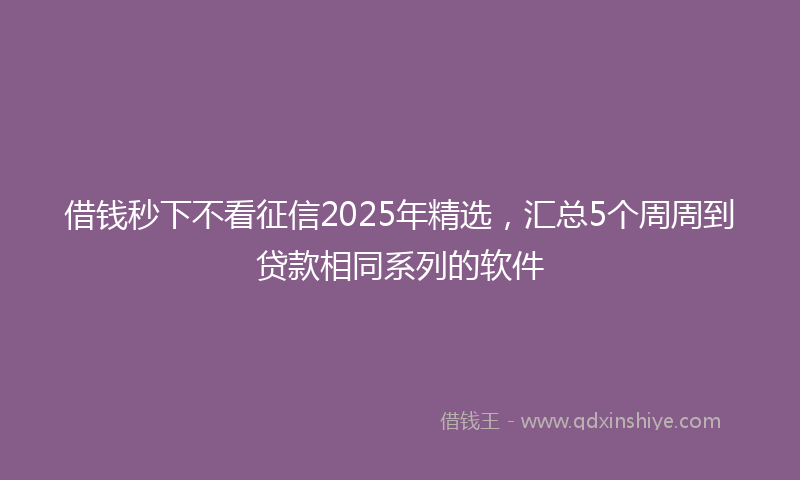 借钱秒下不看征信2025年精选，汇总5个周周到贷款相同系列的软件