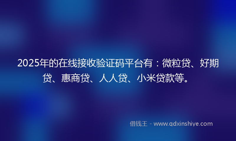2025年的在线接收验证码平台有：微粒贷、好期贷、惠商贷、人人贷、小米贷款等。
