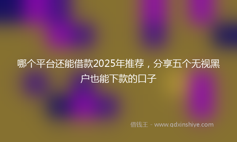 哪个平台还能借款2025年推荐，分享五个无视黑户也能下款的口子
