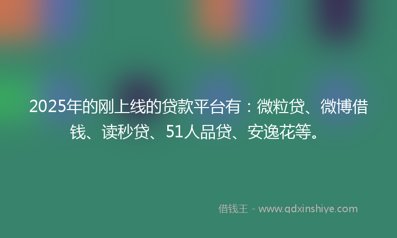 2025年的刚上线的贷款平台有：微粒贷、微博借钱、读秒贷、51人品贷、安逸花等。