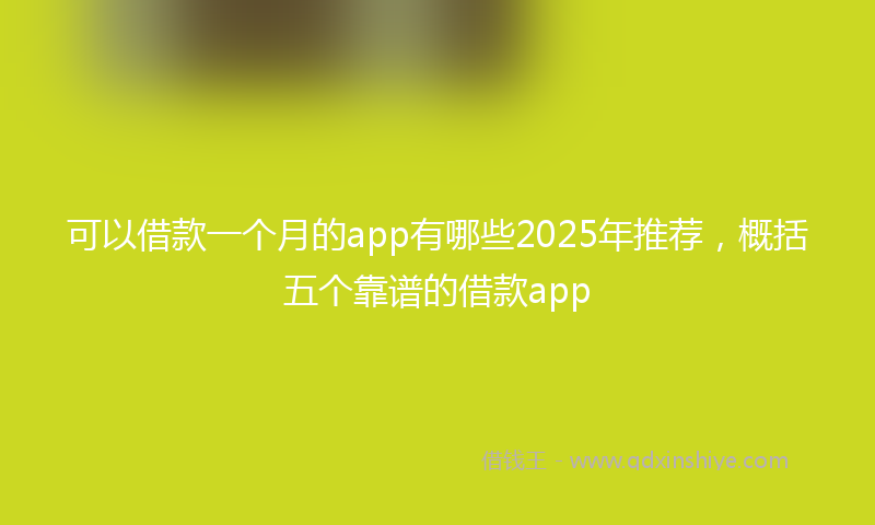 可以借款一个月的app有哪些2025年推荐，概括五个靠谱的借款app