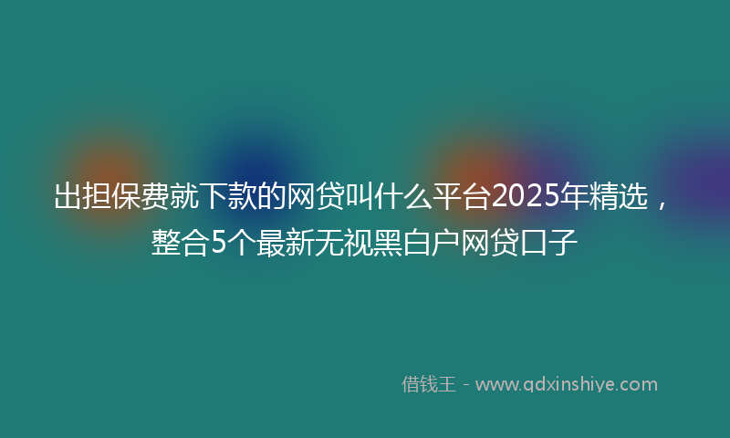 出担保费就下款的网贷叫什么平台2025年精选，整合5个最新无视黑白户网贷口子