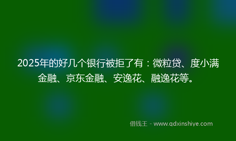 2025年的好几个银行被拒了有：微粒贷、度小满金融、京东金融、安逸花、融逸花等。