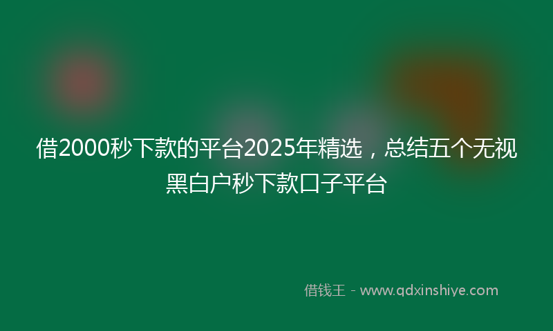 借2000秒下款的平台2025年精选，总结五个无视黑白户秒下款口子平台