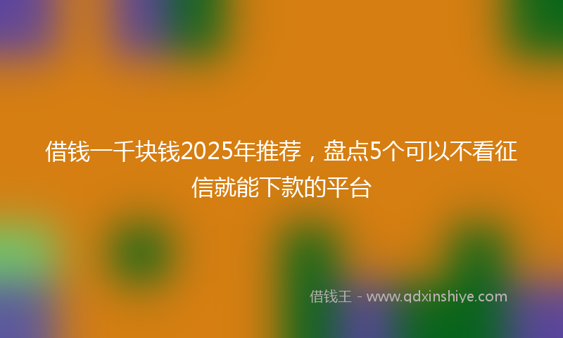 借钱一千块钱2025年推荐，盘点5个可以不看征信就能下款的平台