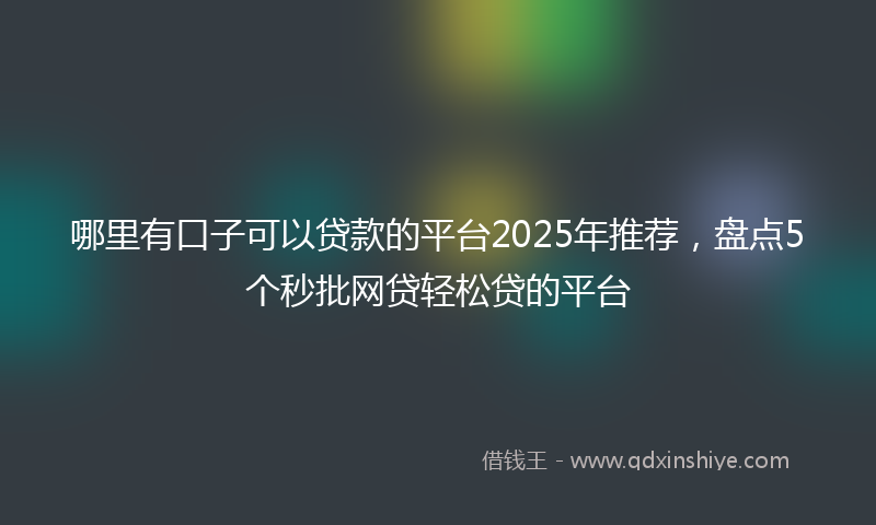 哪里有口子可以贷款的平台2025年推荐，盘点5个秒批网贷轻松贷的平台