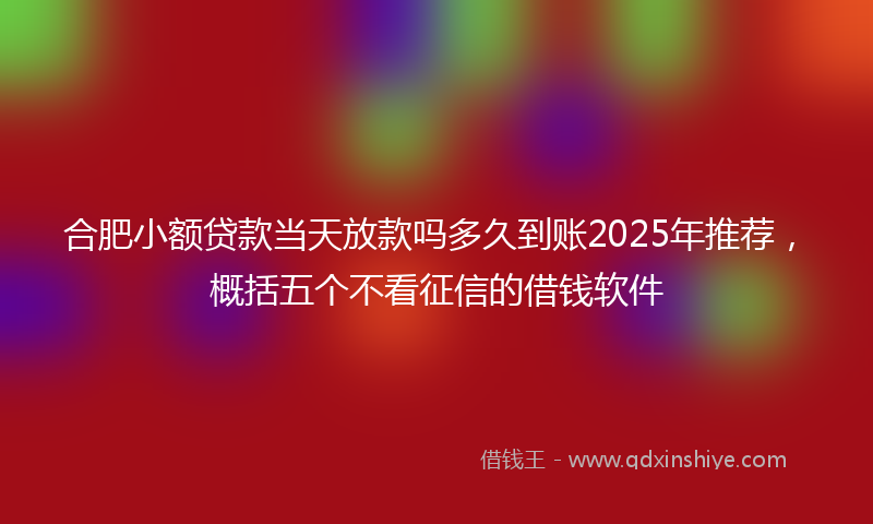 合肥小额贷款当天放款吗多久到账2025年推荐，概括五个不看征信的借钱软件