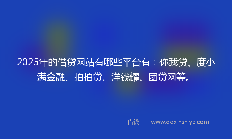 2025年的借贷网站有哪些平台有：你我贷、度小满金融、拍拍贷、洋钱罐、团贷网等。