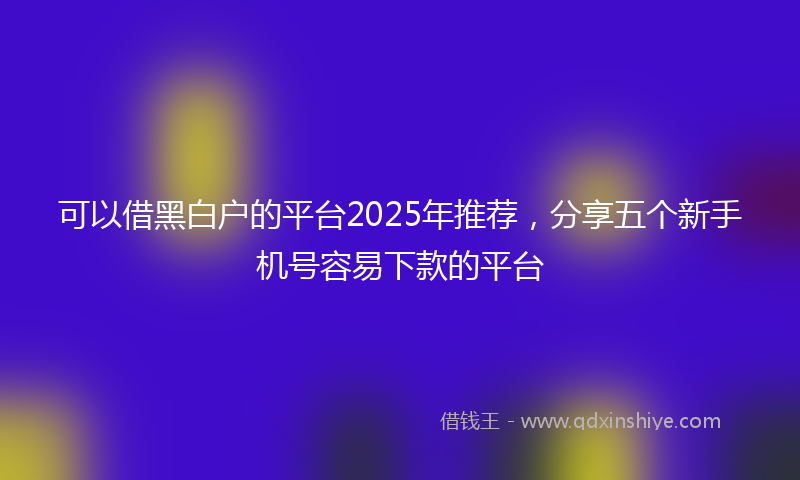 可以借黑白户的平台2025年推荐，分享五个新手机号容易下款的平台