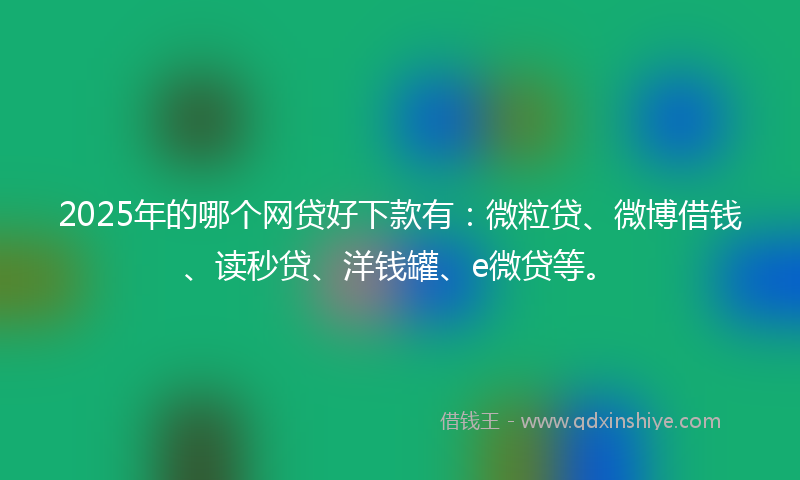 2025年的哪个网贷好下款有：微粒贷、微博借钱、读秒贷、洋钱罐、e微贷等。