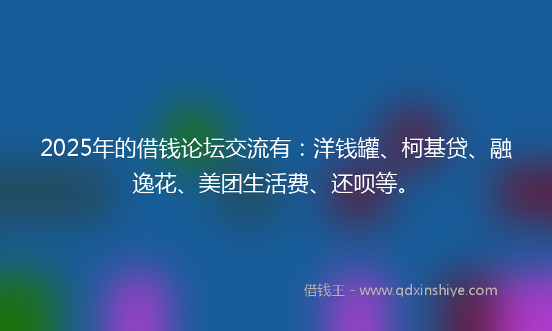 2025年的借钱论坛交流有：洋钱罐、柯基贷、融逸花、美团生活费、还呗等。