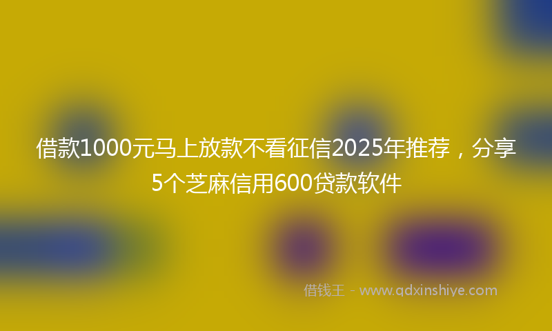 借款1000元马上放款不看征信2025年推荐，分享5个芝麻信用600贷款软件