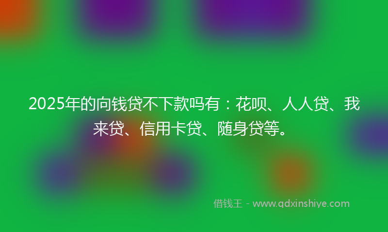 2025年的向钱贷不下款吗有：花呗、人人贷、我来贷、信用卡贷、随身贷等。