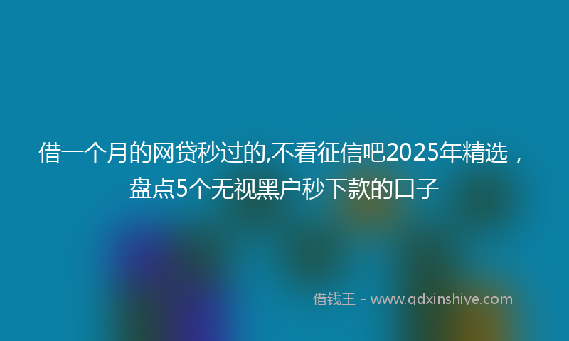 借一个月的网贷秒过的,不看征信吧2025年精选，盘点5个无视黑户秒下款的口子