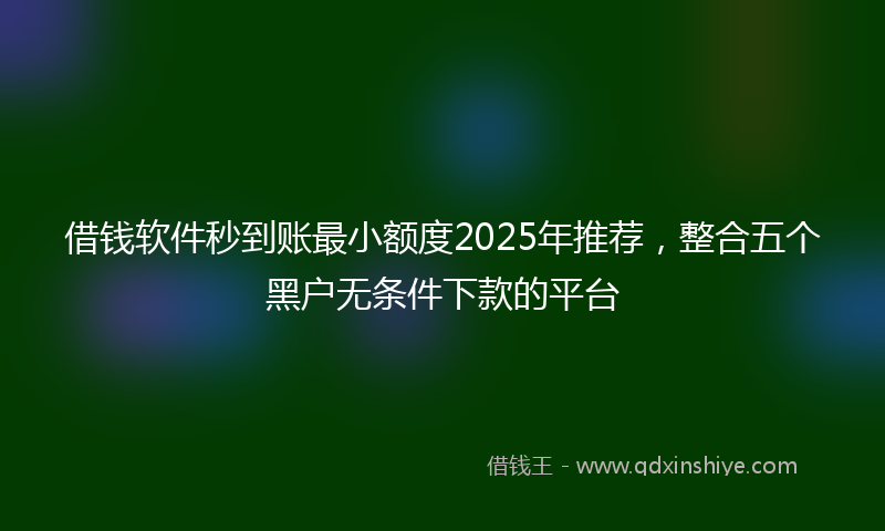 借钱软件秒到账最小额度2025年推荐，整合五个黑户无条件下款的平台