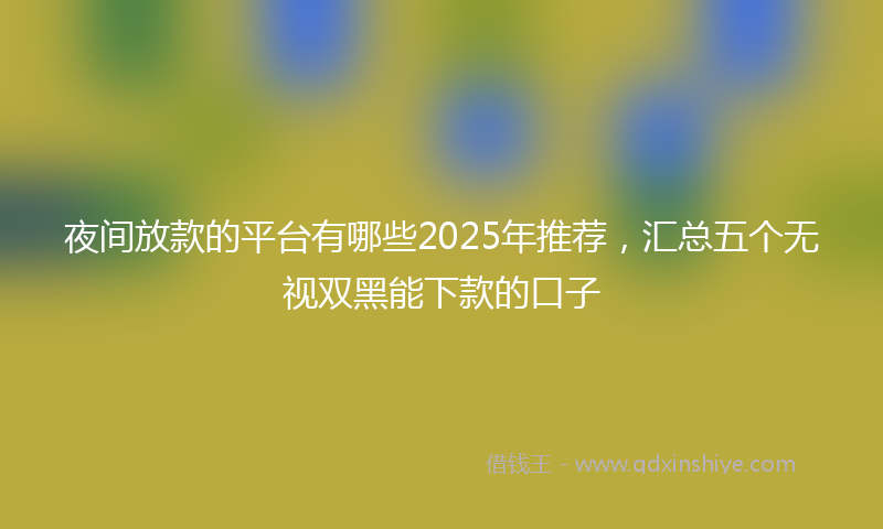 夜间放款的平台有哪些2025年推荐，汇总五个无视双黑能下款的口子