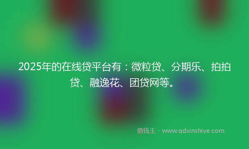 2025年的在线贷平台有：微粒贷、分期乐、拍拍贷、融逸花、团贷网等。