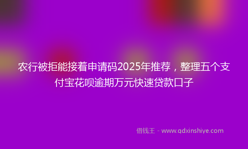 农行被拒能接着申请码2025年推荐，整理五个支付宝花呗逾期万元快速贷款口子