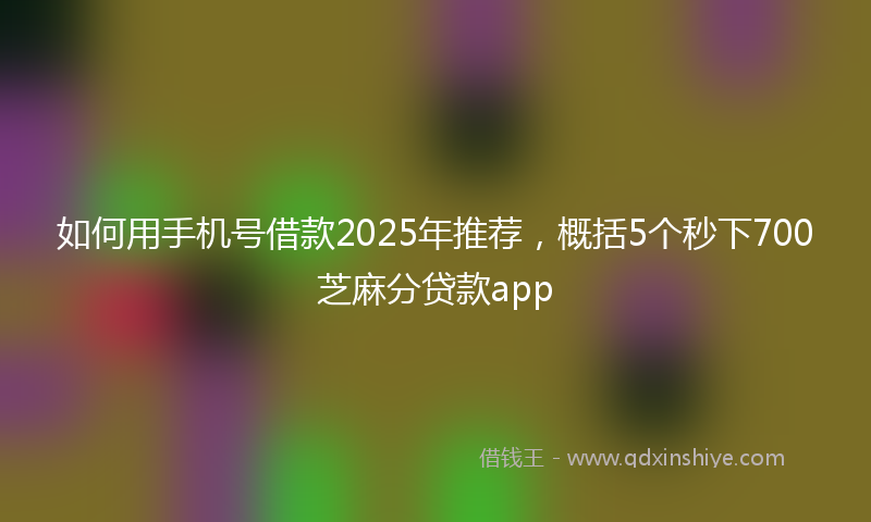 如何用手机号借款2025年推荐，概括5个秒下700芝麻分贷款app