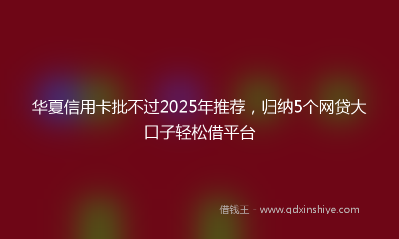 华夏信用卡批不过2025年推荐，归纳5个网贷大口子轻松借平台
