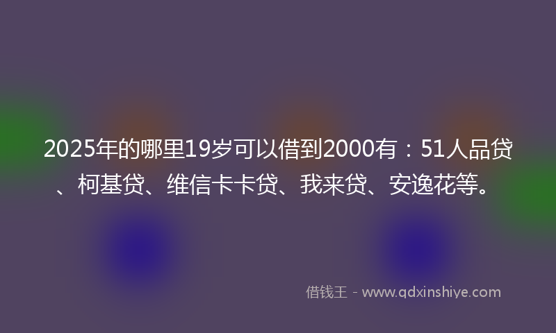 2025年的哪里19岁可以借到2000有：51人品贷、柯基贷、维信卡卡贷、我来贷、安逸花等。