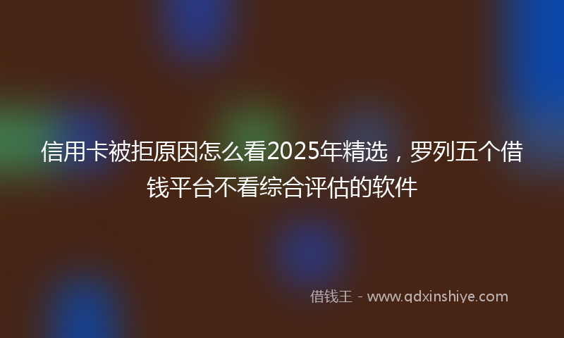信用卡被拒原因怎么看2025年精选，罗列五个借钱平台不看综合评估的软件