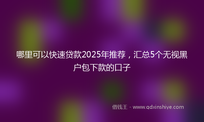 哪里可以快速贷款2025年推荐，汇总5个无视黑户包下款的口子