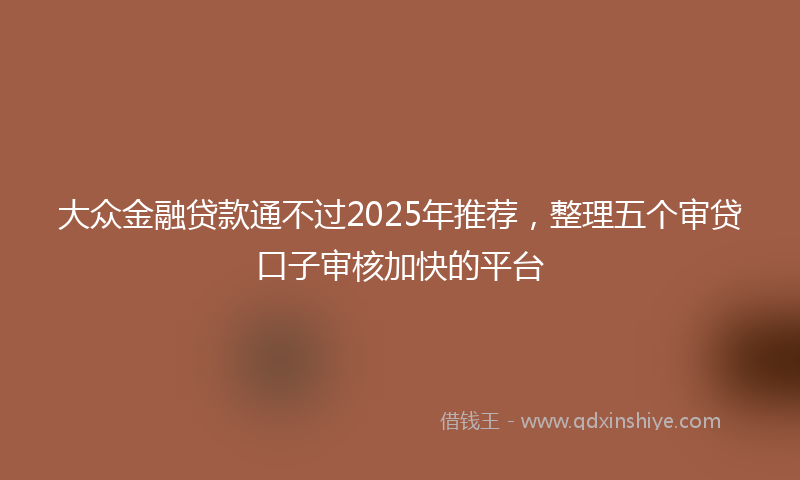 大众金融贷款通不过2025年推荐，整理五个审贷口子审核加快的平台