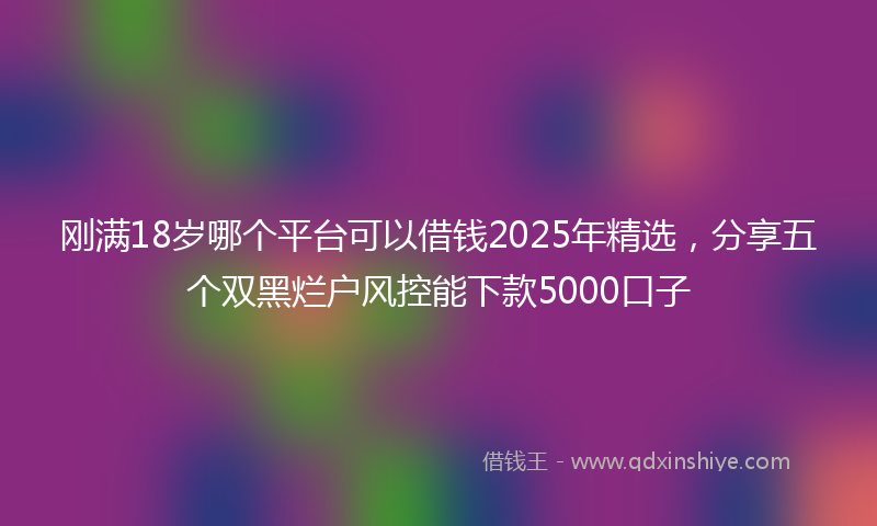 刚满18岁哪个平台可以借钱2025年精选，分享五个双黑烂户风控能下款5000口子