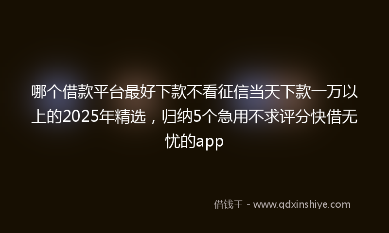 哪个借款平台最好下款不看征信当天下款一万以上的2025年精选，归纳5个急用不求评分快借无忧的app