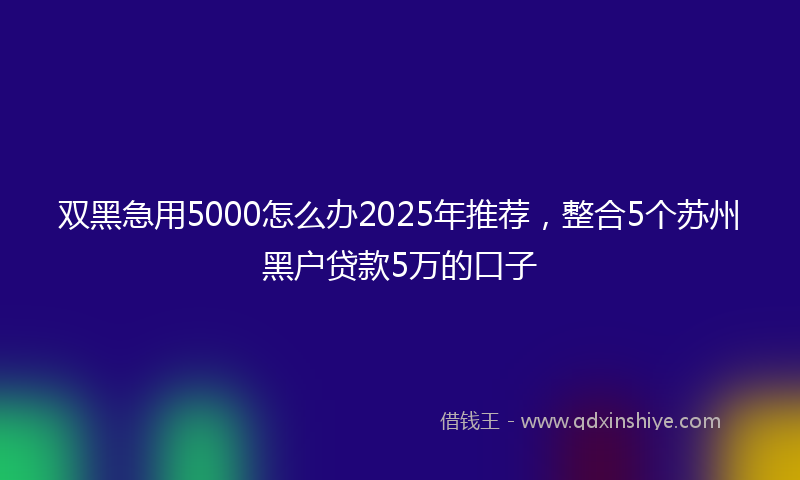 双黑急用5000怎么办2025年推荐，整合5个苏州黑户贷款5万的口子