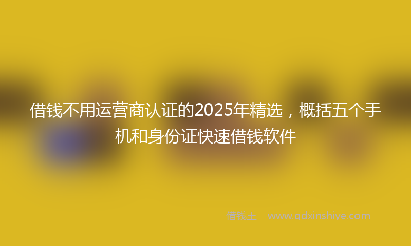 借钱不用运营商认证的2025年精选，概括五个手机和身份证快速借钱软件