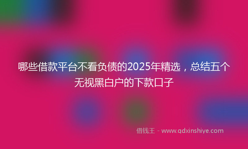 哪些借款平台不看负债的2025年精选，总结五个无视黑白户的下款口子