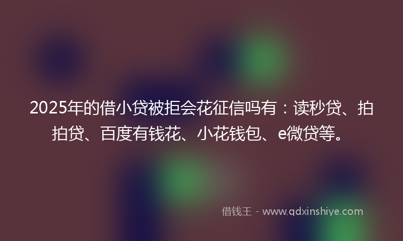2025年的借小贷被拒会花征信吗有：读秒贷、拍拍贷、百度有钱花、小花钱包、e微贷等。
