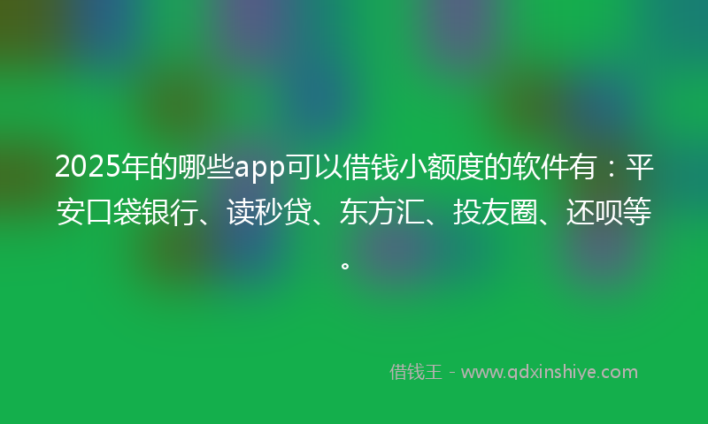 2025年的哪些app可以借钱小额度的软件有：平安口袋银行、读秒贷、东方汇、投友圈、还呗等。