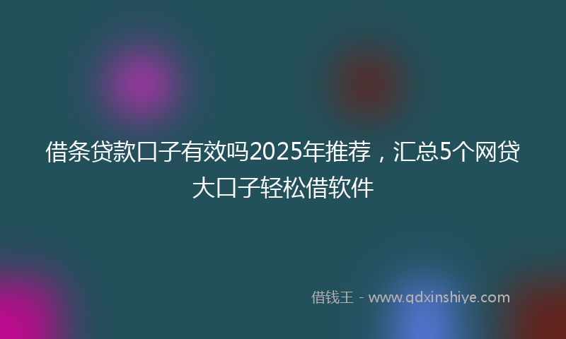 借条贷款口子有效吗2025年推荐，汇总5个网贷大口子轻松借软件