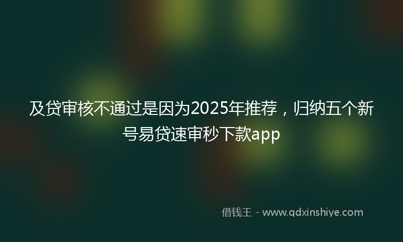 及贷审核不通过是因为2025年推荐，归纳五个新号易贷速审秒下款app