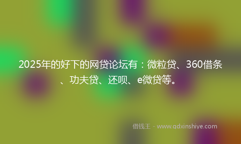 2025年的好下的网贷论坛有：微粒贷、360借条、功夫贷、还呗、e微贷等。