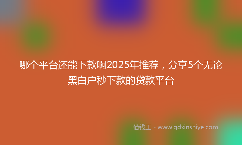 哪个平台还能下款啊2025年推荐，分享5个无论黑白户秒下款的贷款平台