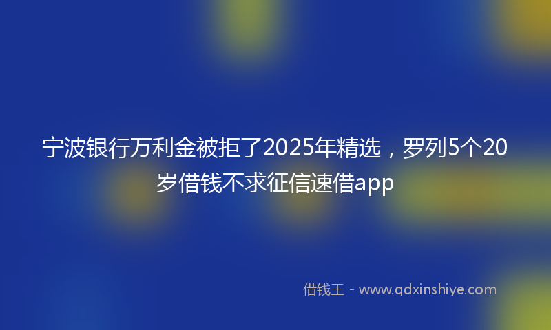 宁波银行万利金被拒了2025年精选，罗列5个20岁借钱不求征信速借app